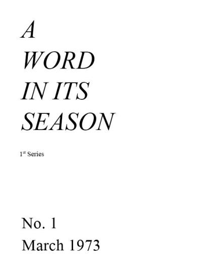 A Word in its Season (1st Series) 001 - Mar 1973