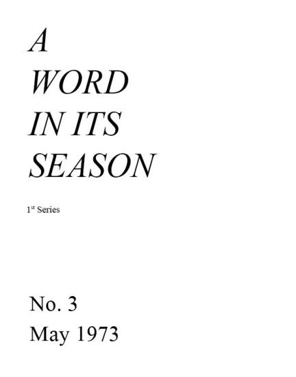 A Word in its Season (1st Series) 003 - May 1973