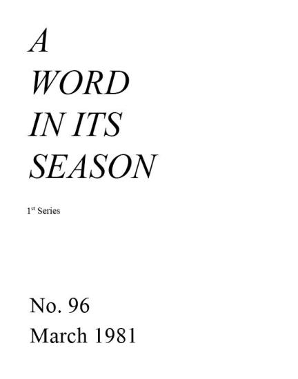 A Word in its Season (1st Series) 096 - Mar 1981