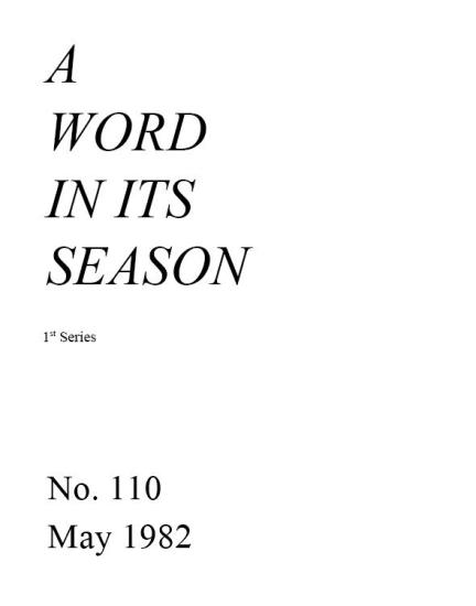 A Word in its Season (1st Series) 110 - May 1982