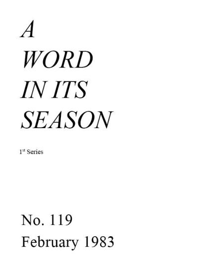A Word in its Season (1st Series) 119 - Feb 1983