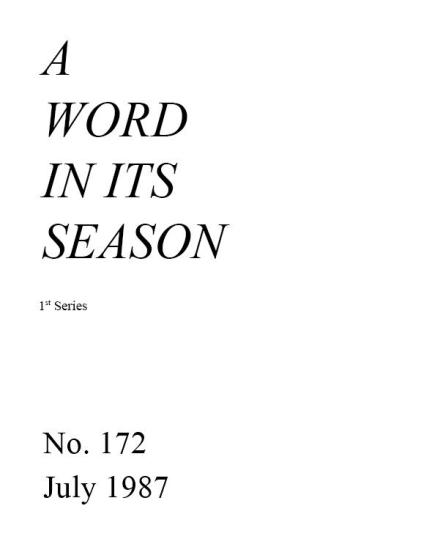 A Word in its Season (1st Series) 172 - Jul 1987