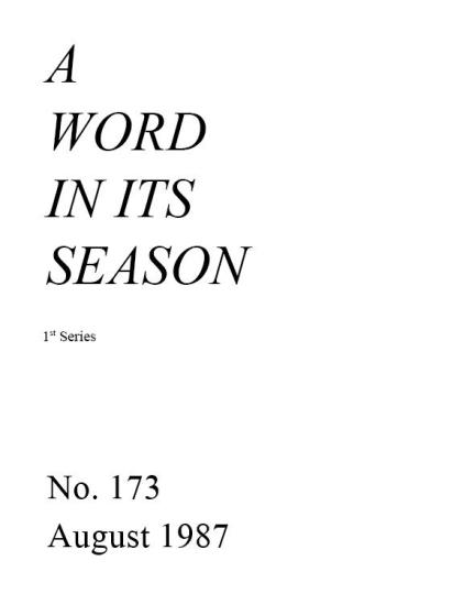 A Word in its Season (1st Series) 173 - Aug 1987