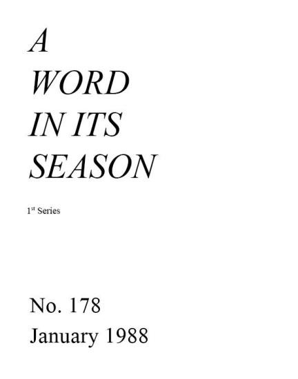 A Word in its Season (1st Series) 178 - Jan 1988