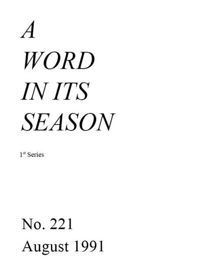 A Word in its Season (1st Series) 221 - Aug 1991