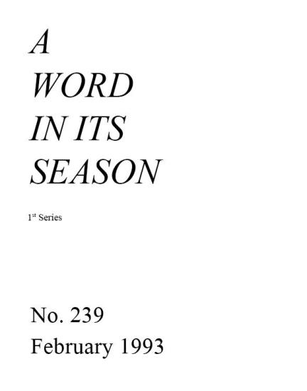 A Word in its Season (1st Series) 239 - Feb 1993