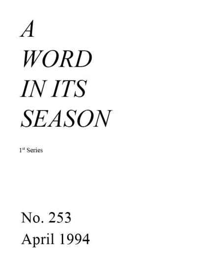 A Word in its Season (1st Series) 253 - Apr 1994