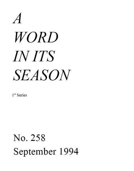 A Word in its Season (1st Series) 258 - Sep 1994