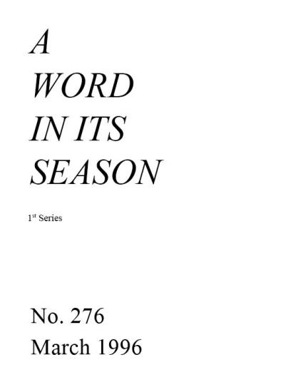A Word in its Season (1st Series) 276 - Mar 1996