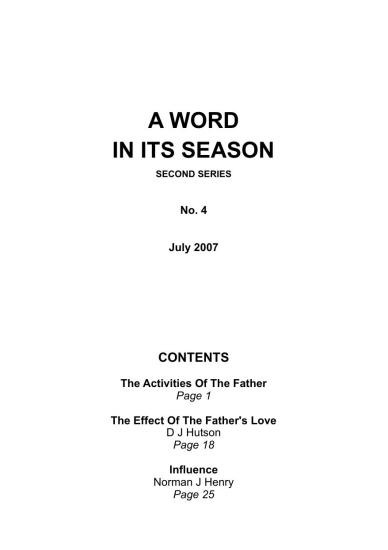 A Word in its Season 004 - July 2007