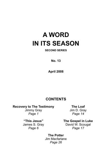 A Word in its Season 013 - Apr 2008