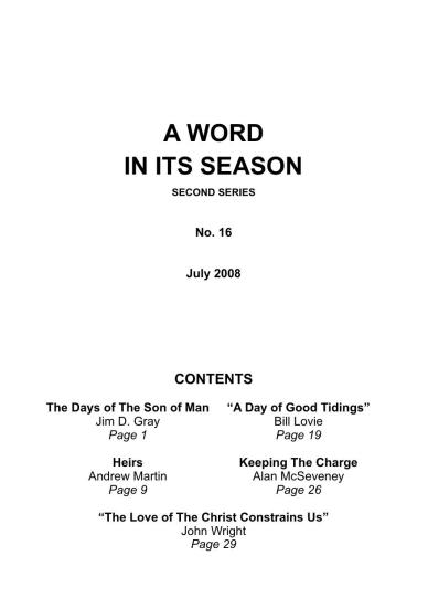 A Word in its Season 016 - Jul 2008