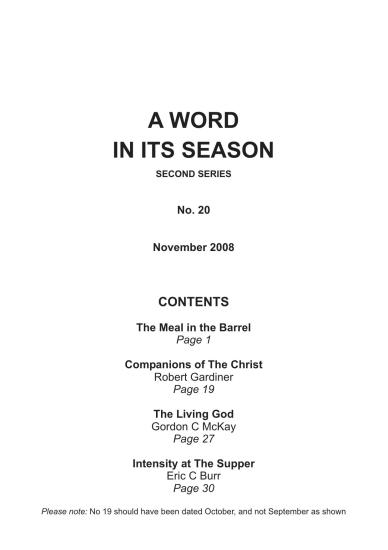 A Word in its Season 020 - Nov 2008