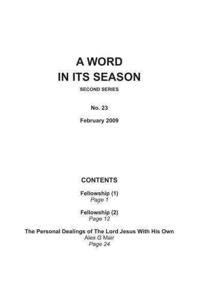 A Word in its Season 023 - Feb 2009