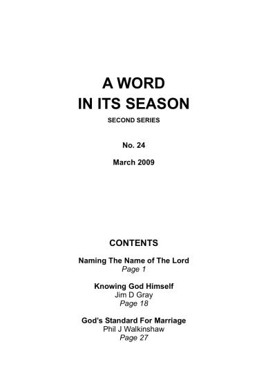 A Word in its Season 024 - Mar 2009