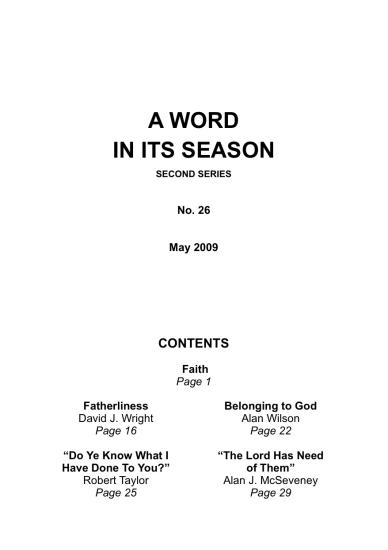 A Word in its Season 026 - May 2009