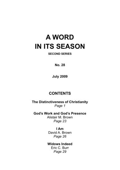 A Word in its Season 028 - Jul 2009