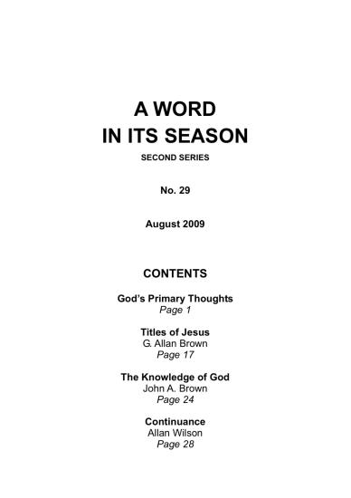 A Word in its Season 029 - Aug 2009