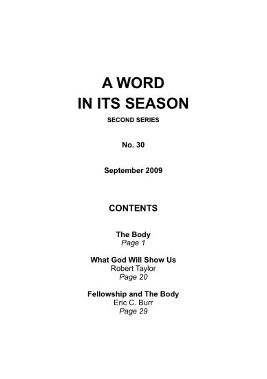 A Word in its Season 030 - Sep 2009