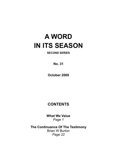 A Word in its Season 031 - Oct 2009