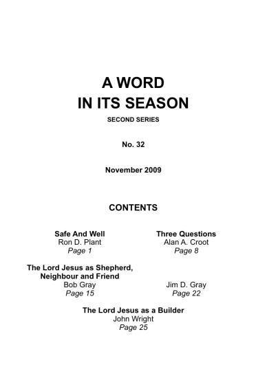 A Word in its Season 032 - Nov 2009