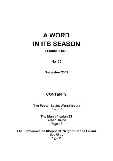 A Word in its Season 033 - Dec 2009