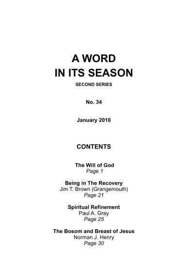 A Word in its Season 034 - Jan 2010