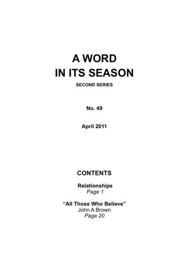 A Word in its Season 049 - Apr 2011