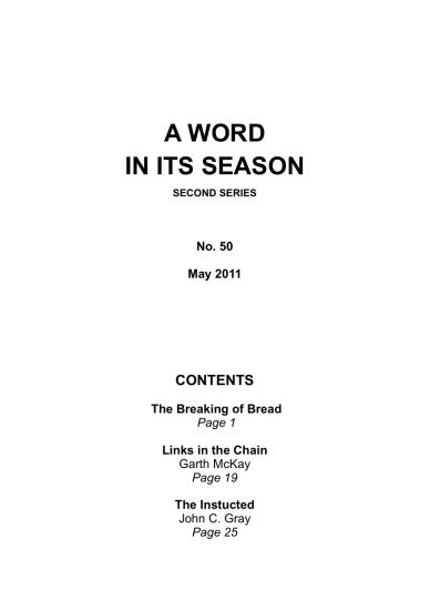 A Word in its Season 050 - May 2011