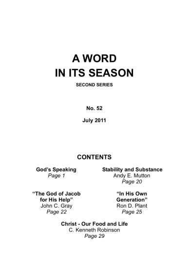 A Word in its Season 052 - Jul 2011