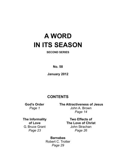 A Word in its Season 058 - Jan 2012