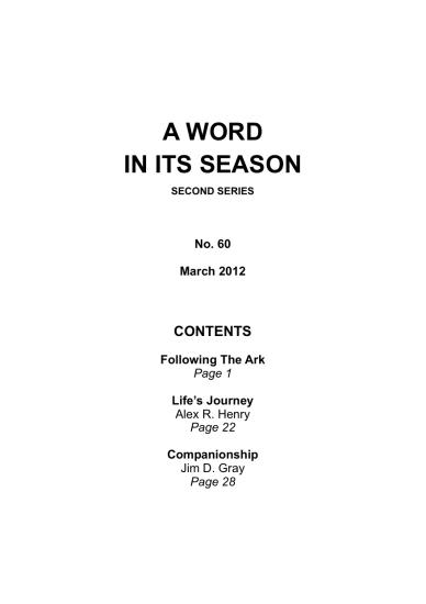 A Word in its Season 060 - Mar 2012