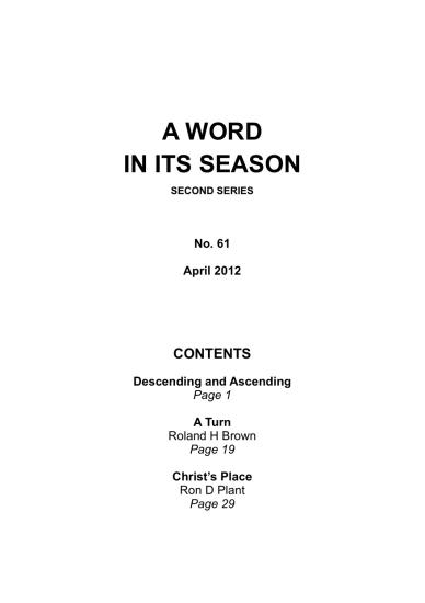 A Word in its Season 061 - Apr 2012