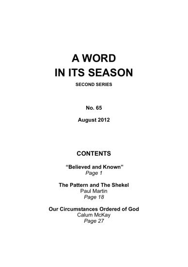 A Word in its Season 065 - Aug 2012