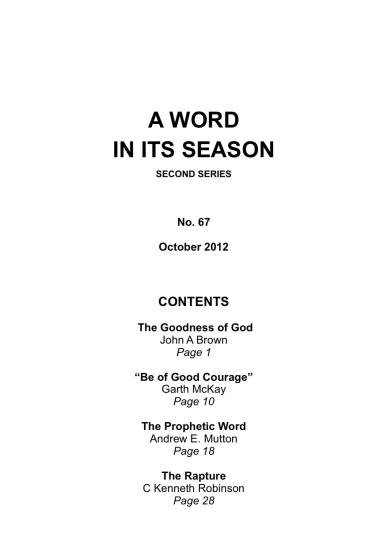 A Word in its Season 067 - Oct 2012