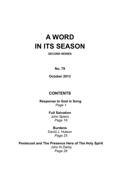A Word in its Season 079 - Oct 2013