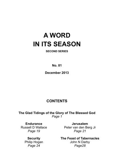 A Word in its Season 081 - Dec 2013