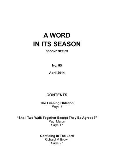 A Word in its Season 085 - Apr 2014