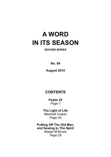 A Word in its Season 089 - Aug 2014