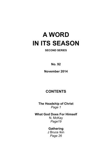 A Word in its Season 092 - Nov 2014