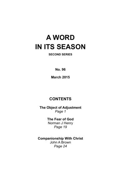 A Word in its Season 096 - Mar 2015