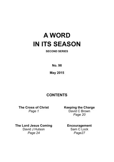 A Word in its Season 098 - May 2015