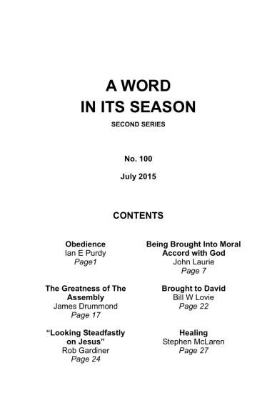 A Word in its Season 100 - July 2015
