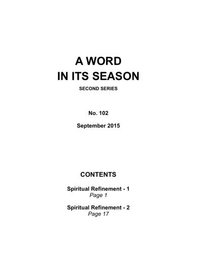 A Word in its Season 102 - Sept 2015