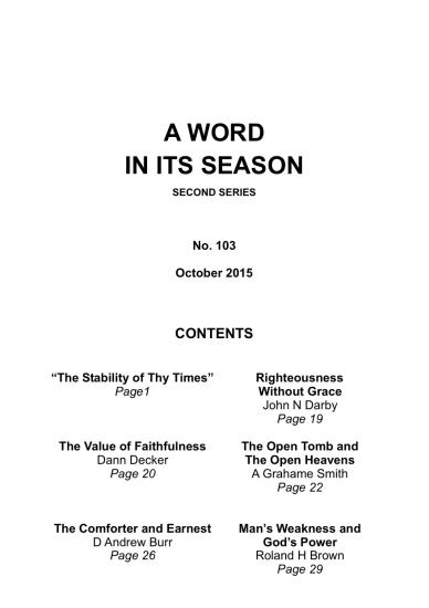 A Word in its Season 103 - Oct 2015