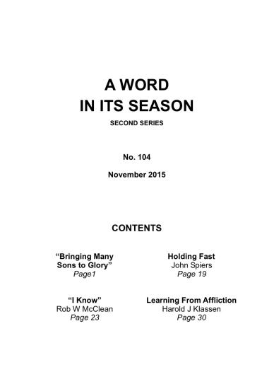 A Word in its Season 104 - Nov 2015