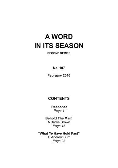 A Word in its Season 107 - Feb 2016