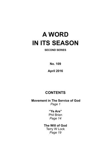 A Word in its Season 109 - Apr 2016