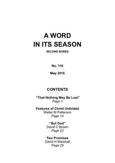 A Word in its Season 110 - May 2016