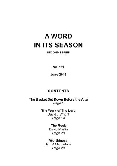 A Word in its Season 111 - Jun 2016